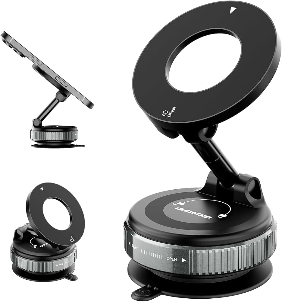 Magnetic Mobile Phone Holder, 360° Rotating Dashboard Mobile Mount, Universal Magnetic Mobile Holder with Metal Ring for iPhone, Android & All Smartphones