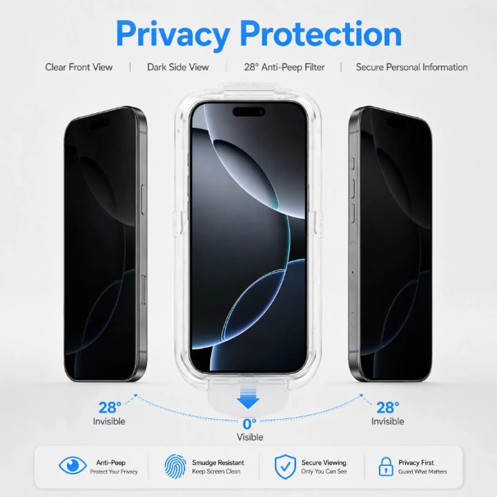 Xlevel Privacy Glass Screen Protector- Full cover Tempered Compatible with iPhone