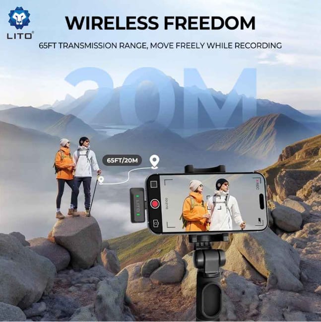LITO Wireless Lavalier Microphone with AI noise reduction and Crystal clear Sound LM04