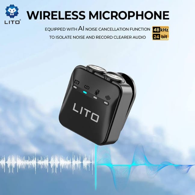 LITO Wireless Lavalier Microphone with AI noise reduction and Crystal clear Sound LM04