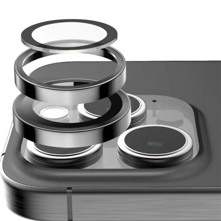 Tempered glass Camera lens Metal ring Protector for iPhone and Samsung, Anti - Scratch, Easy to Install