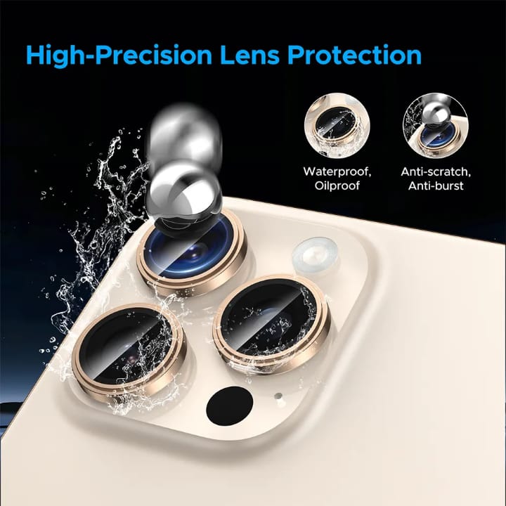 Tempered glass Camera lens Metal ring Protector for iPhone and Samsung, Anti - Scratch, Easy to Install