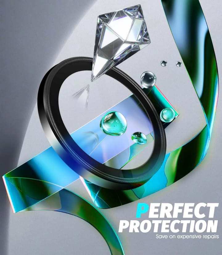 Tempered glass Camera lens Metal ring Protector for iPhone and Samsung, Anti - Scratch, Easy to Install