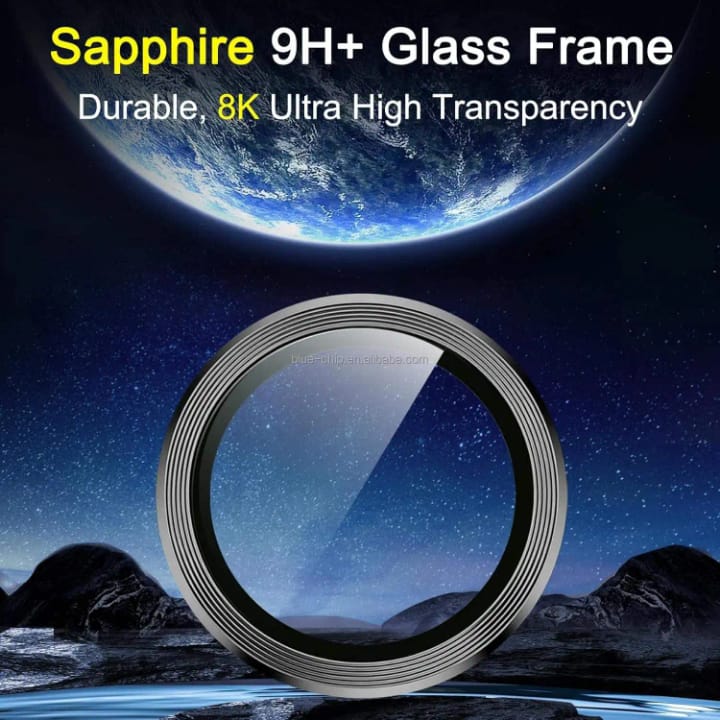 Tempered glass Camera lens Metal ring Protector for iPhone and Samsung, Anti - Scratch, Easy to Install