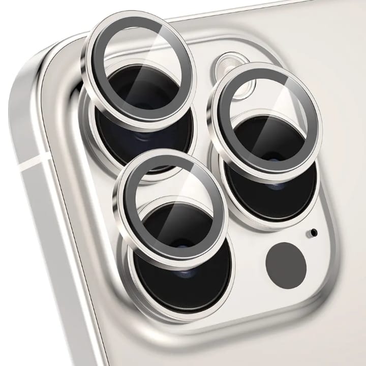 Tempered glass Camera lens Metal ring Protector for iPhone and Samsung, Anti - Scratch, Easy to Install