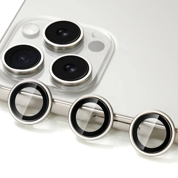 Tempered glass Camera lens Metal ring Protector for iPhone and Samsung, Anti - Scratch, Easy to Install