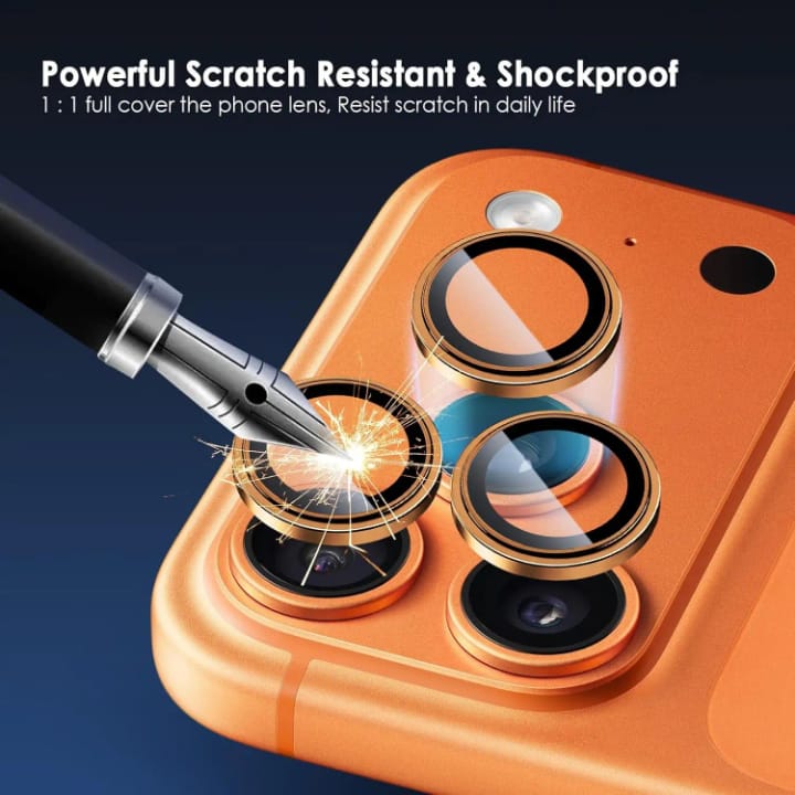 Tempered glass Camera lens Metal ring Protector for iPhone and Samsung, Anti - Scratch, Easy to Install