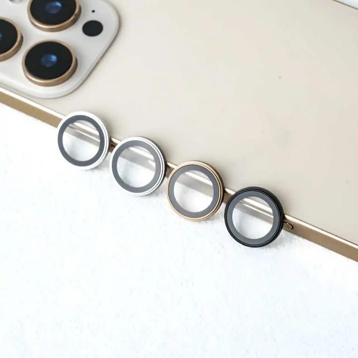 Tempered glass Camera lens Metal ring Protector for iPhone and Samsung, Anti - Scratch, Easy to Install