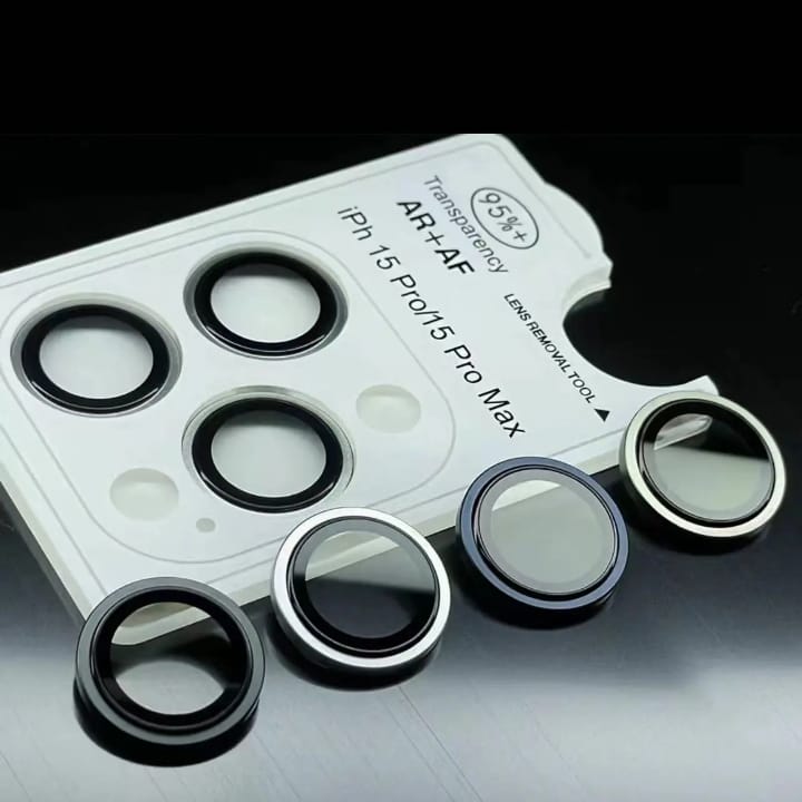 Tempered glass Camera lens Metal ring Protector for iPhone and Samsung, Anti - Scratch, Easy to Install