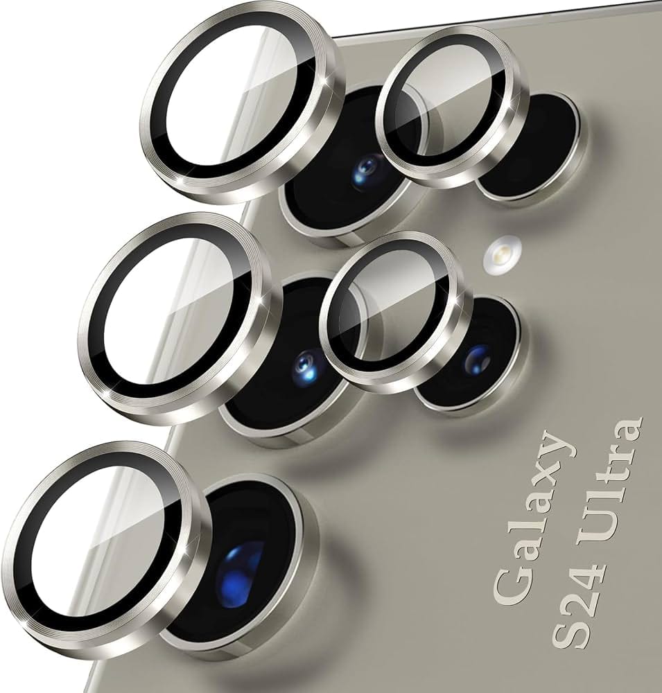 Tempered glass Camera lens Metal ring Protector for iPhone and Samsung, Anti - Scratch, Easy to Install