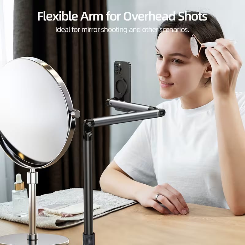 TELESIN Magnetic Phone Tablet Floor stand, Aluminum Alloy phone Holder for Video Recording, Adjustable/Magsafe /Iphone/ Android