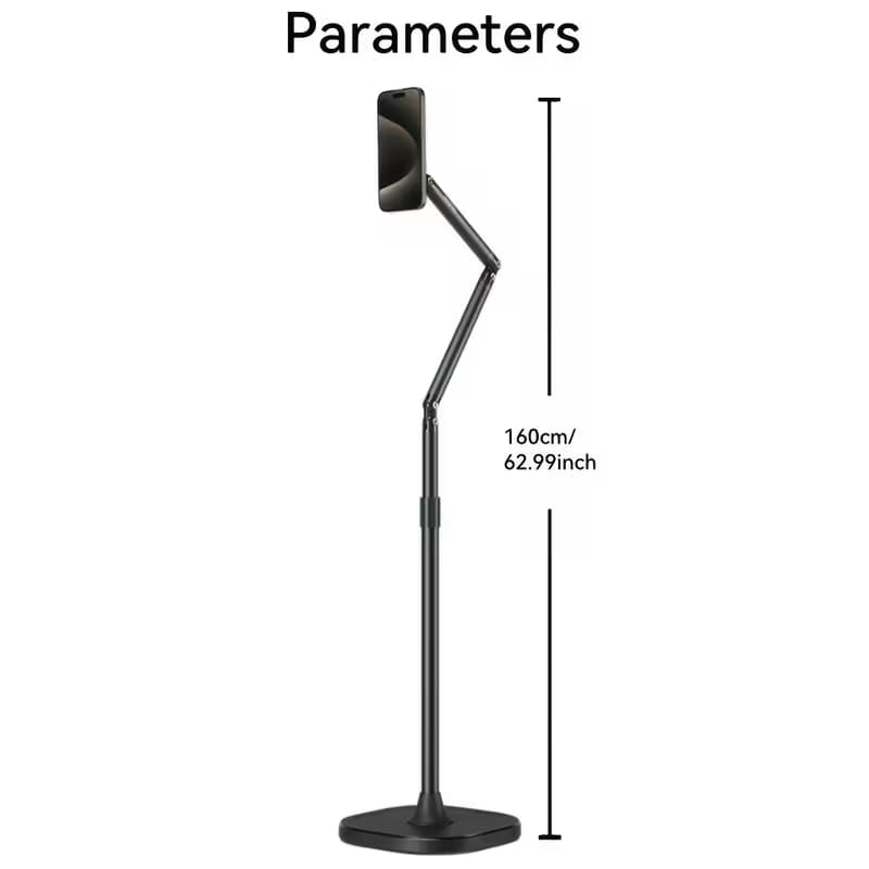 TELESIN Magnetic Phone Tablet Floor stand, Aluminum Alloy phone Holder for Video Recording, Adjustable/Magsafe /Iphone/ Android