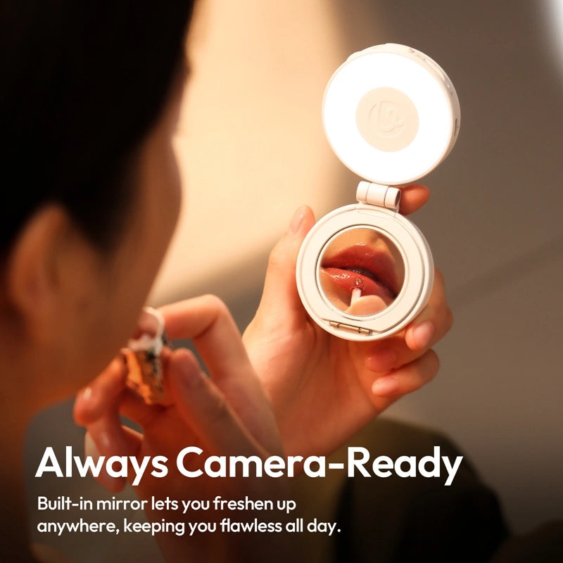 LED Magnetic Selfie Light, Upgraded 360degree with Mirror black