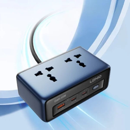 LDNIO Gan Desktop Power Strip Extension Board with 45w -  Multi Port Extension with Switch , 2M Power Cord