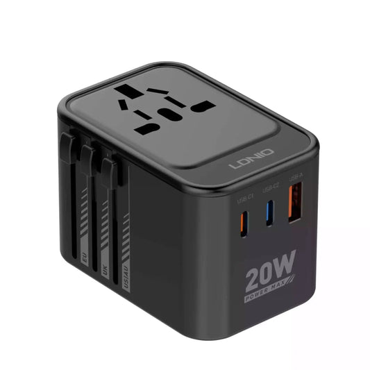 LDNIO 3 USB Port 20W Gan Travel Adapter Electrical Socket Power Extension Strip Power Socket