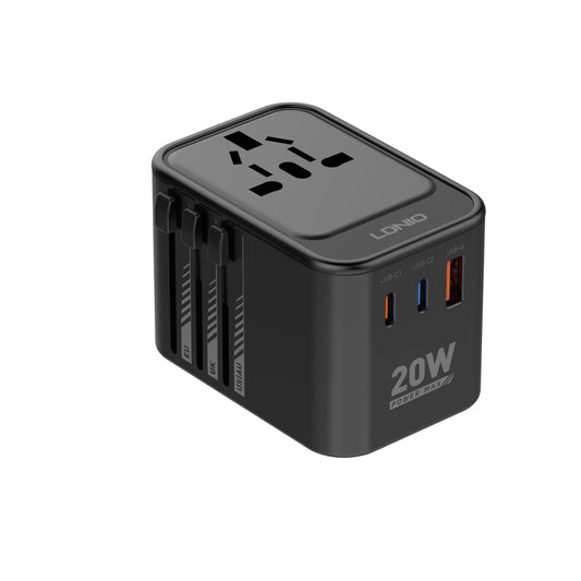 LDNIO 3 USB Port 20W Gan Travel Adapter Electrical Socket Power Extension Strip Power Socket