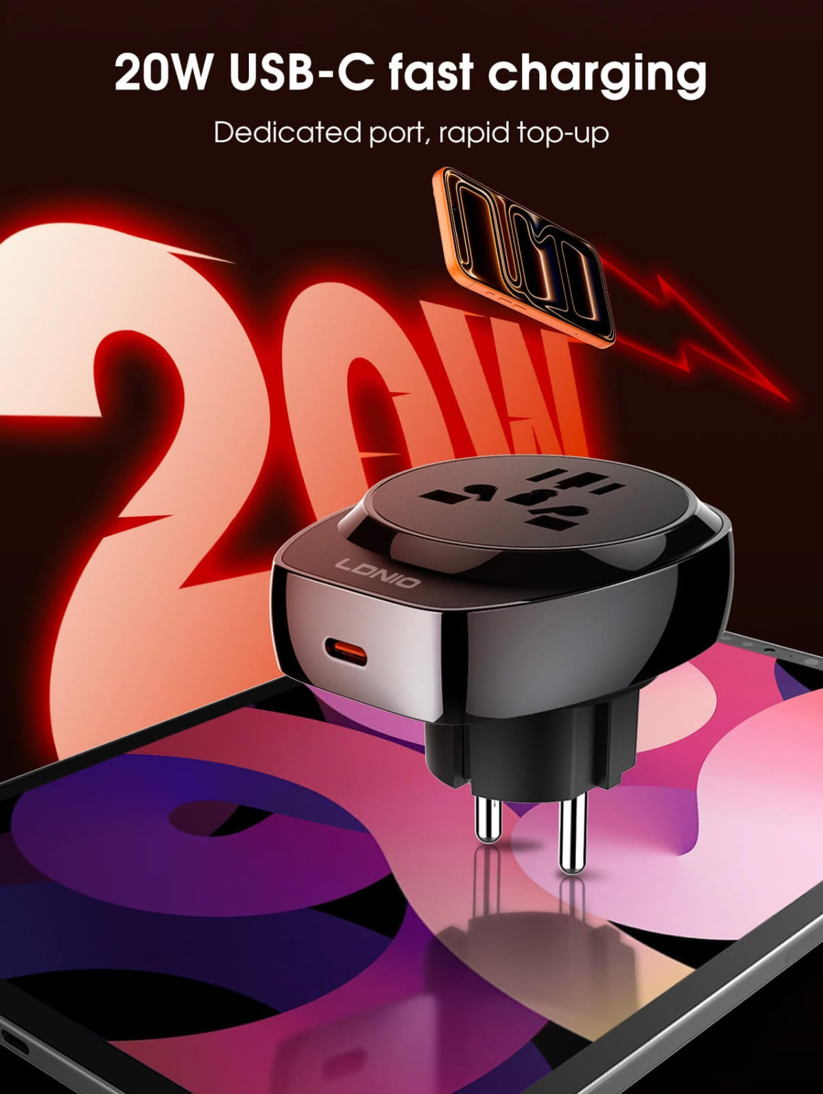 LDNIO Universal Travel Adapter- UK/EU/AU/US