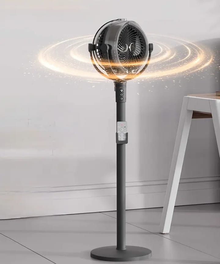 umidification Floor Fan, Portable USB & Battery Operated Rechargeable Mist Fan with Smart Remote Control, 4000mAh Battery, 4 Speed Modes, 150° Swing, Up to 2H Runtime Whit