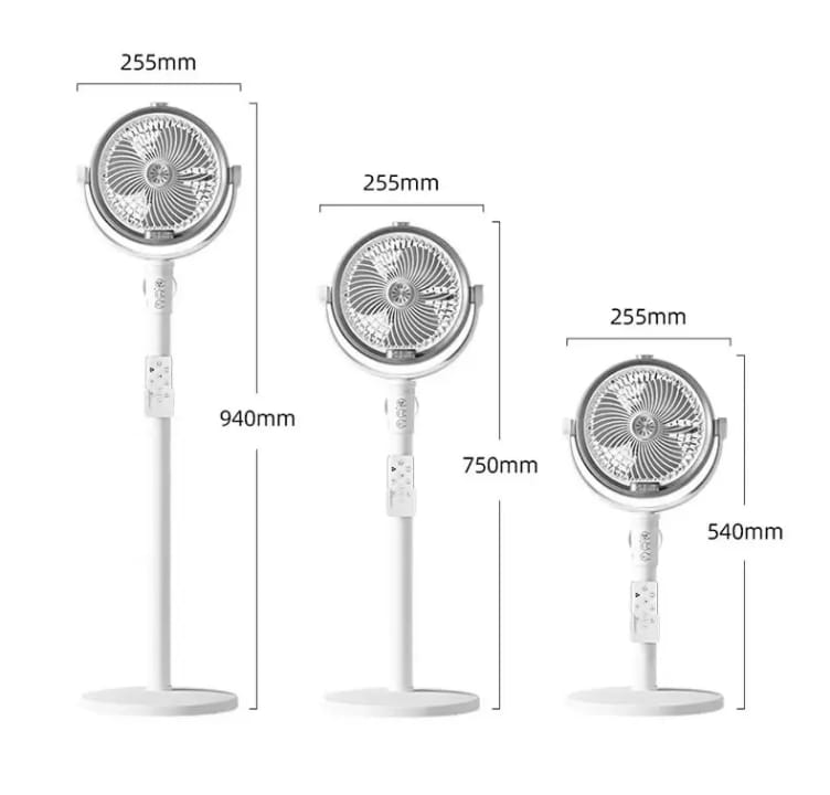 umidification Floor Fan, Portable USB & Battery Operated Rechargeable Mist Fan with Smart Remote Control, 4000mAh Battery, 4 Speed Modes, 150° Swing, Up to 2H Runtime Whit