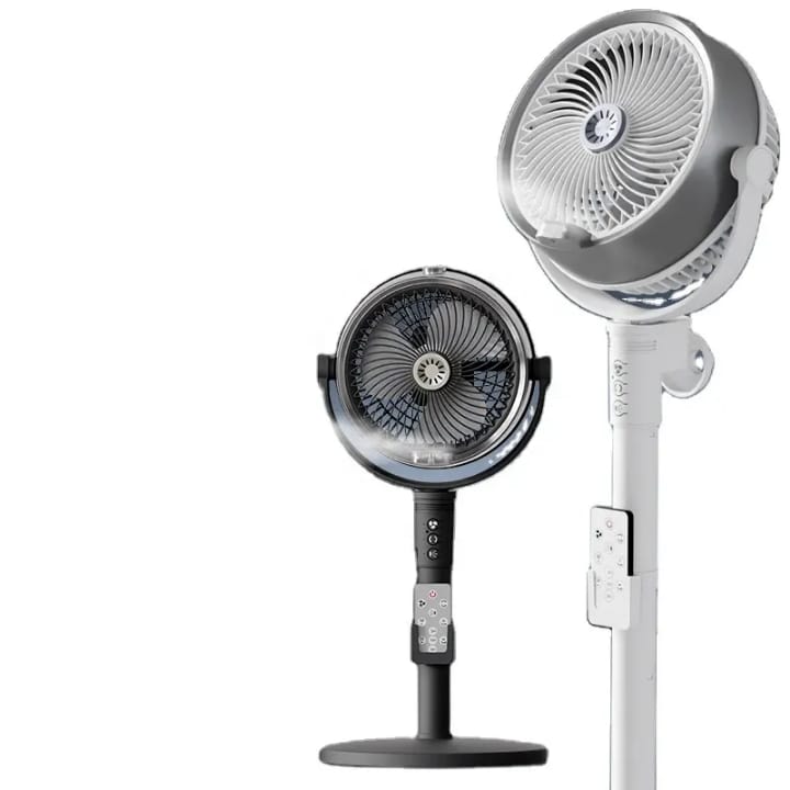 umidification Floor Fan, Portable USB & Battery Operated Rechargeable Mist Fan with Smart Remote Control, 4000mAh Battery, 4 Speed Modes, 150° Swing, Up to 2H Runtime Whit