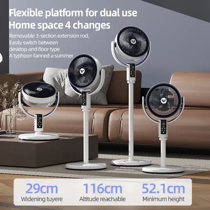 CirculAir 25m 20dB 908CFM High Airflow Floor Fan DC 9 Speed Motor 4 Modes Remote Control Floor Fan
