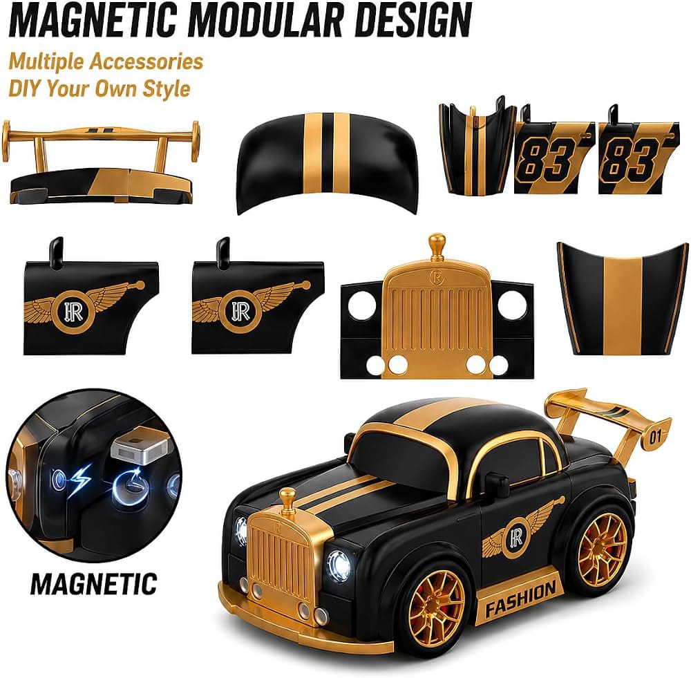 Multifunctional Mini Drift Remote Control Car, RC Drift Car for Kids with Sensor Follow, 360° Drift, LED Lights & Rechargeable Battery, Magnetic Modular Design, Toy Gift for Boys Girls