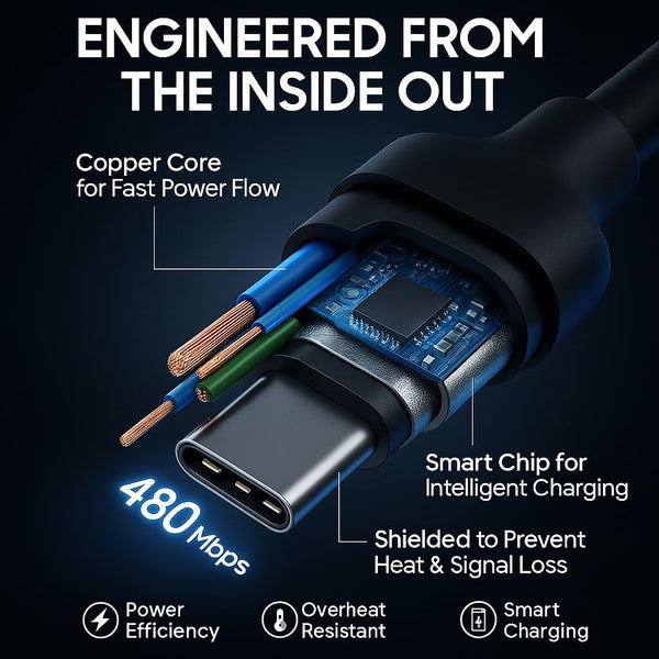 Samsung TYPE-C to TYPE-C 3.2 Feet (1m) cable , High Speed data Transfer, Black