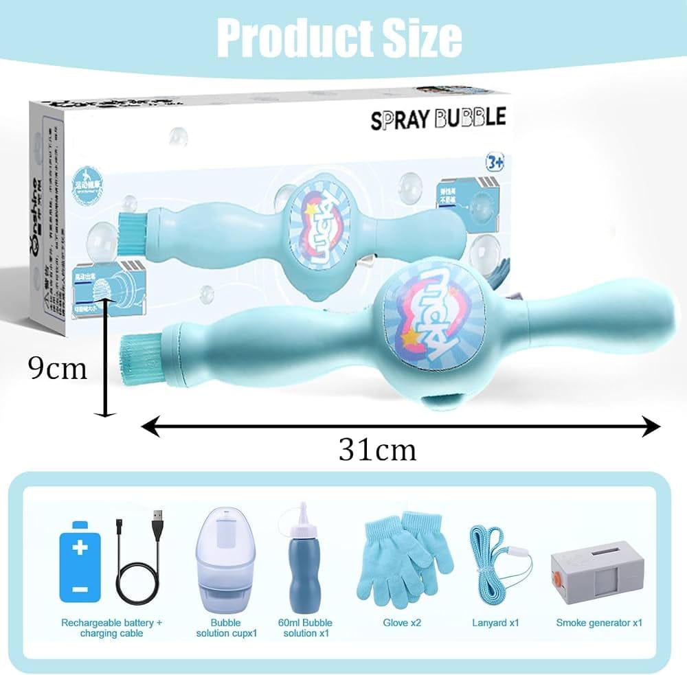 Bubble Machine for Kids, Color Smoke Bubble Fog Wand with Gloves
