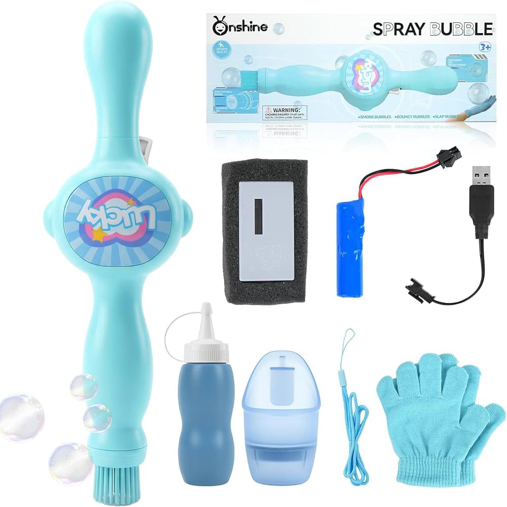 Bubble Machine for Kids, Color Smoke Bubble Fog Wand with Gloves