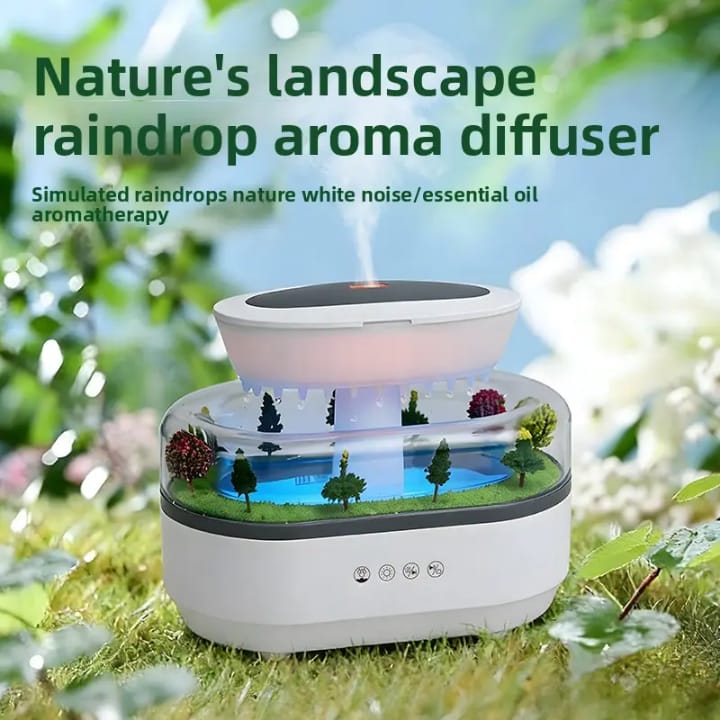 Musical Rain Drop Aroma Diffuser Humidifier with Inbuilt Soothing Music, Multi color LED, 6Inches height, 250l tank