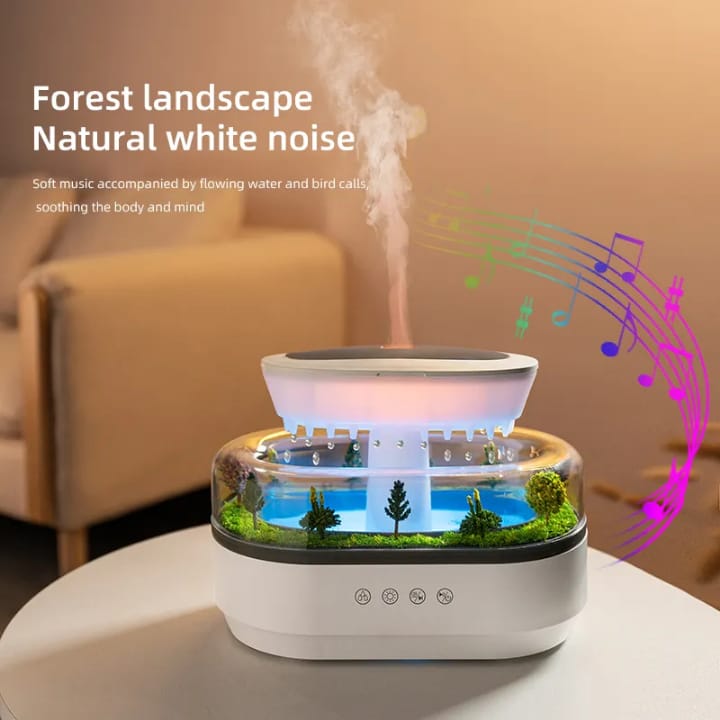Musical Rain Drop Aroma Diffuser Humidifier with Inbuilt Soothing Music, Multi color LED, 6Inches height, 250l tank