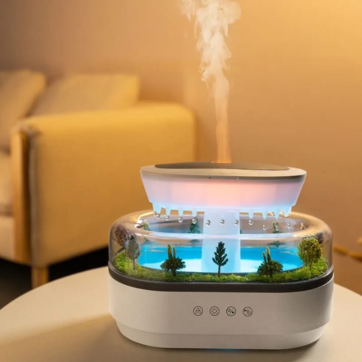 Musical Rain Drop Aroma Diffuser Humidifier with Inbuilt Soothing Music, Multi color LED, 6Inches height, 250l tank