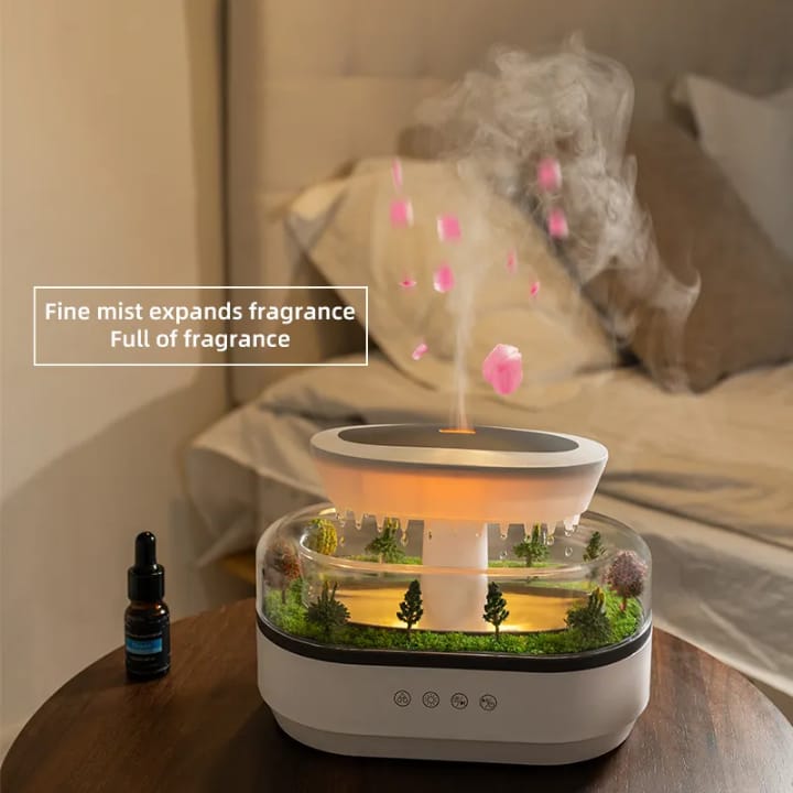Musical Rain Drop Aroma Diffuser Humidifier with Inbuilt Soothing Music, Multi color LED, 6Inches height, 250l tank