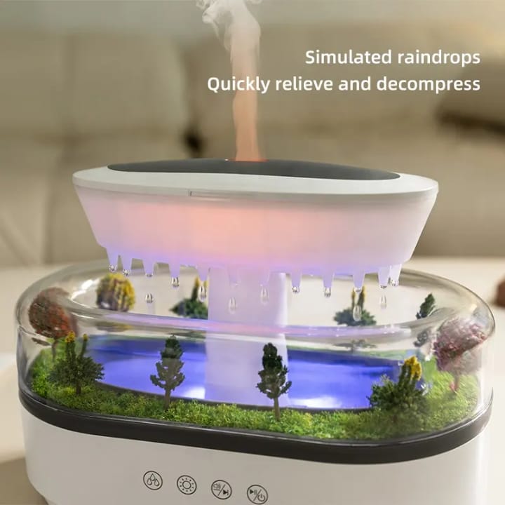 Musical Rain Drop Aroma Diffuser Humidifier with Inbuilt Soothing Music, Multi color LED, 6Inches height, 250l tank