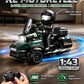 Green RC Motor Tricycle Simulation Motorcycle, Remote Controlled Three-Wheel Vehicle, Realistic Motorcycle Design, Responsive Steering, Smooth Driving Action, Durable Construction, Detailed Styling