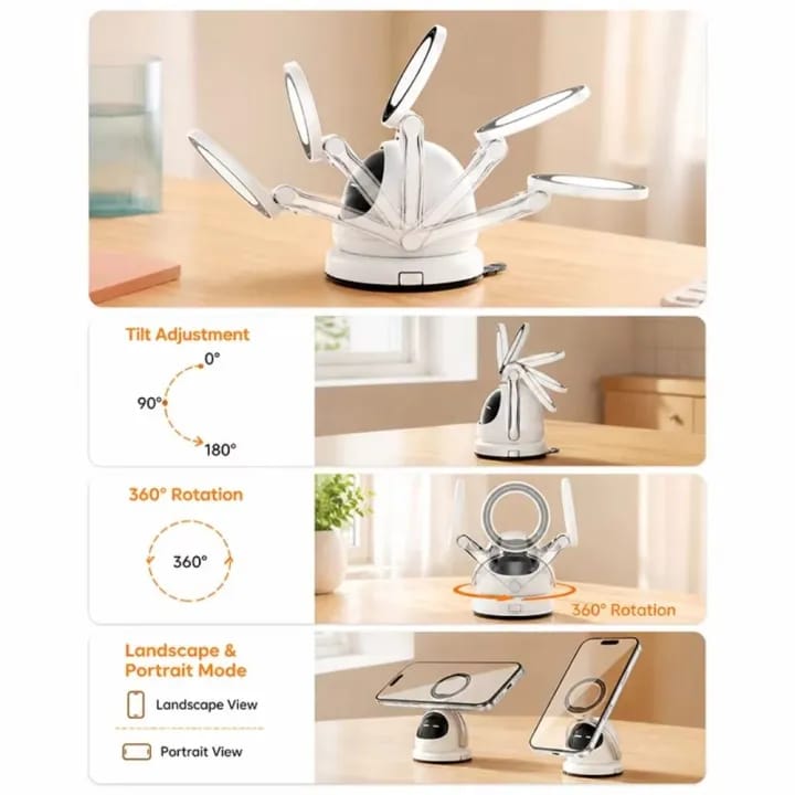 Attractive IC Phone Holder 360 Degree Rotating Cute Robot Phone Stand- Expression Display Desktop Phone stand