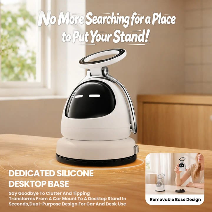 Attractive IC Phone Holder 360 Degree Rotating Cute Robot Phone Stand- Expression Display Desktop Phone stand