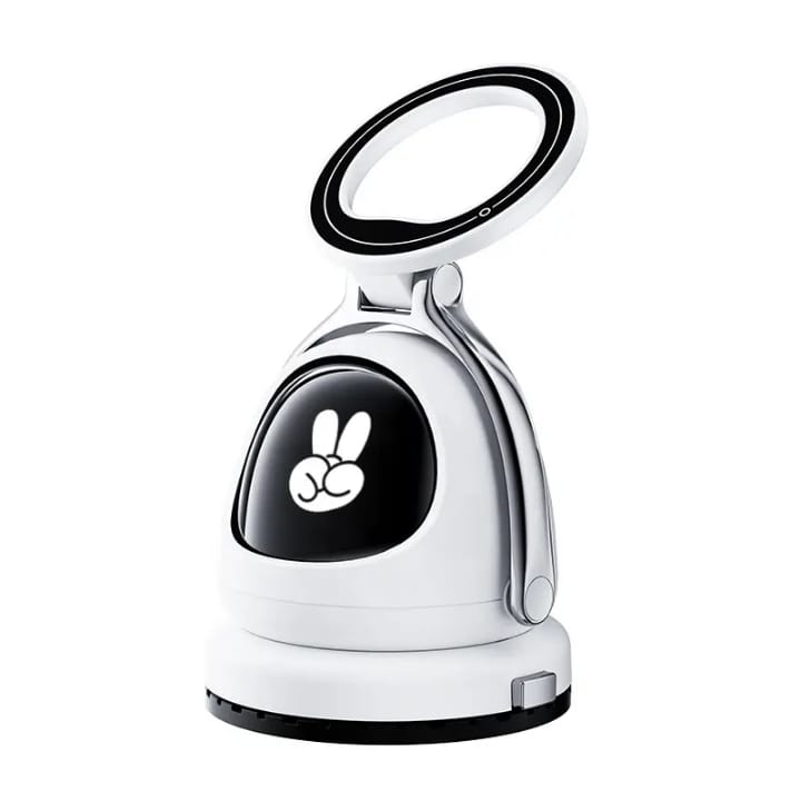 Attractive IC Phone Holder 360 Degree Rotating Cute Robot Phone Stand- Expression Display Desktop Phone stand
