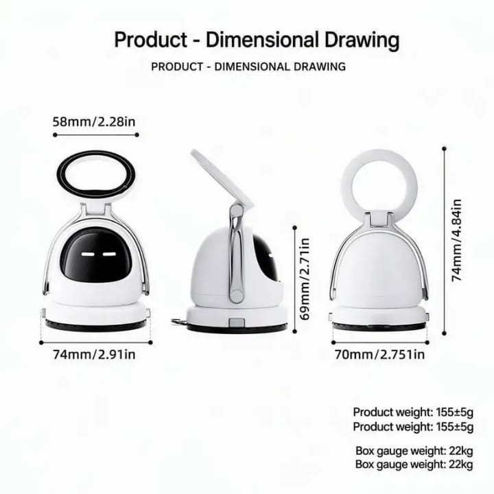 Attractive IC Phone Holder 360 Degree Rotating Cute Robot Phone Stand- Expression Display Desktop Phone stand