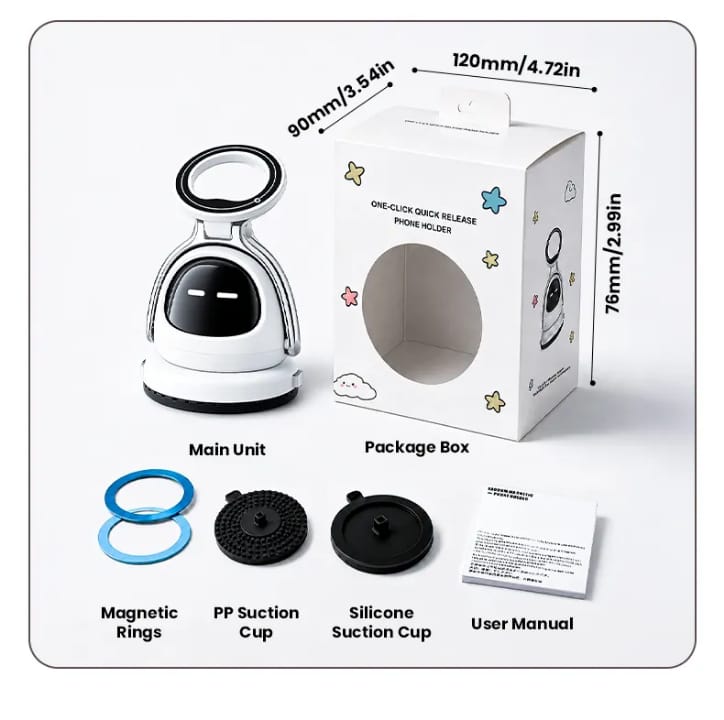 Attractive IC Phone Holder 360 Degree Rotating Cute Robot Phone Stand- Expression Display Desktop Phone stand