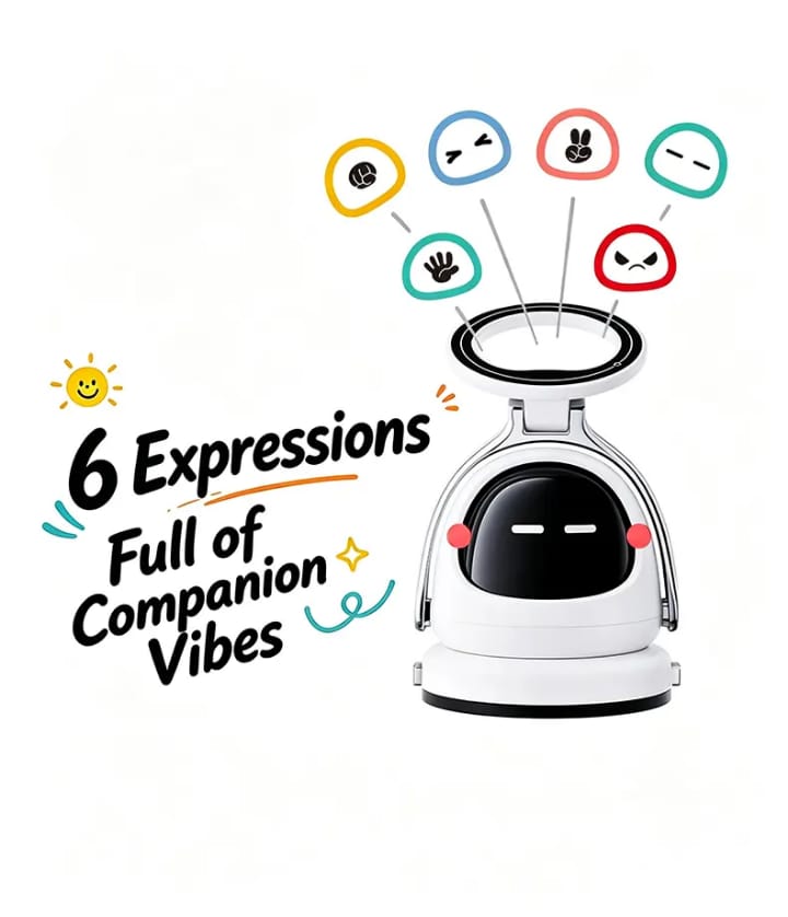 Attractive IC Phone Holder 360 Degree Rotating Cute Robot Phone Stand- Expression Display Desktop Phone stand