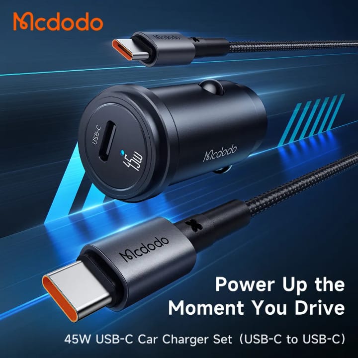 MCDODO Car charger USB-C,30W PLUS USB-C TO Lightning cable Black
