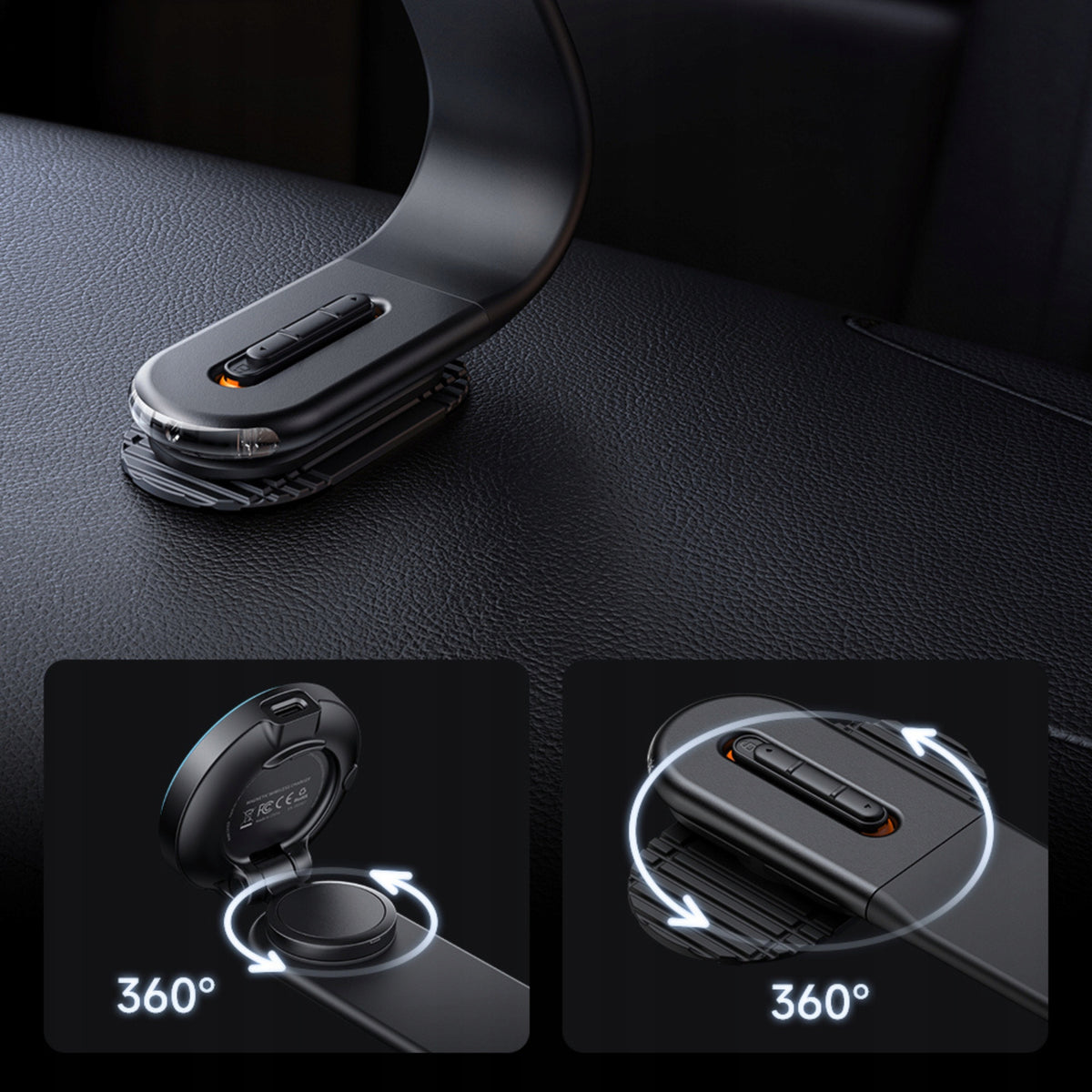 MCDODO Magic pro Magnetic Car holder with Wireless Charger, Adjustable , Stable- Black