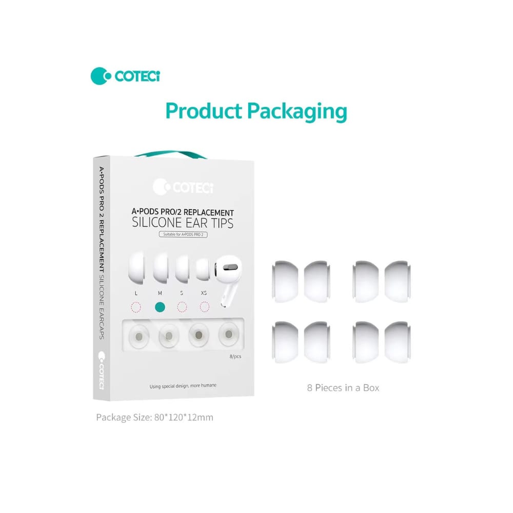 Coteci Airpods pro/2, Replacement Silicone Ear tips 4 sets