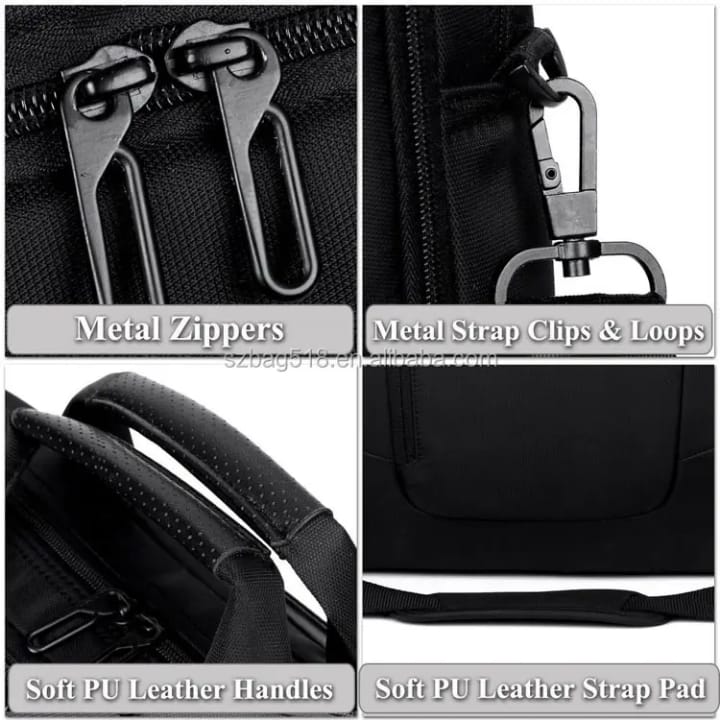 BRINCH(TM) New Soft Nylon Waterproof Laptop Computer Case Cover Sleeve Shoulder Strap Bag with Side Pockets Handles and Detachable for 15.6 inch-Black
