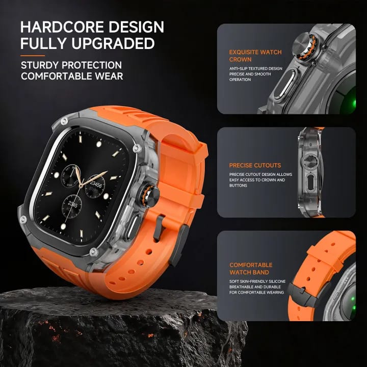 Clear Heavy Duty Watch Case Band Compatible with Apple iWatch Series |  premium accessory designed for Apple Watch models 49MM | Durable and resistant to deformation Sweatproof and waterproof design Easy installation with a secure fit