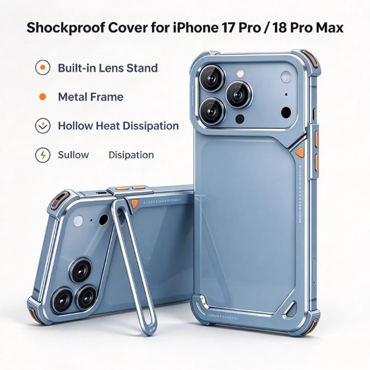 9-Shape Premium Metal Case for iPhone 17 Pro Max &amp; 17 Pro | Lightweight Design, Camera Lens Protection, Scratch-Resistant Finish &amp; Premium Armor Frame