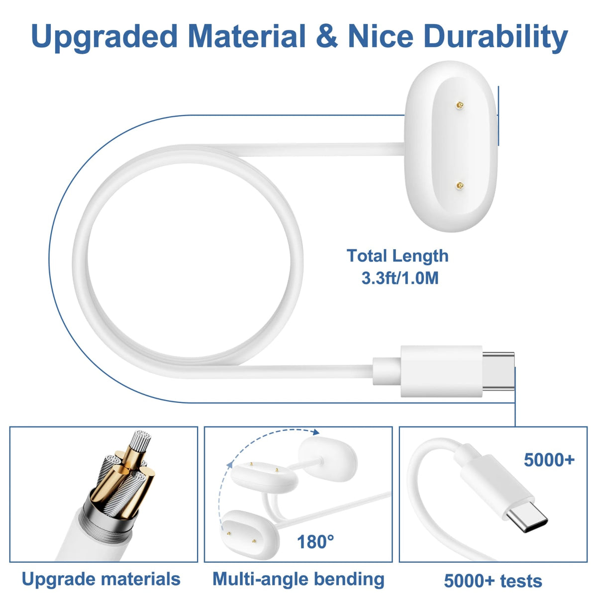 Google Fitbit air C-Type Charger, 3.3ft 1m Replacement Cable, Fast Charging Speed, Premium Copper Wire