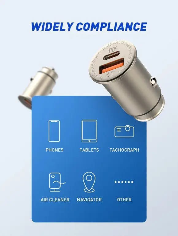 LDNIO Car charger 30W Ultra Mini Zinc Alloy Shell Fast Car Charger  USB Portal