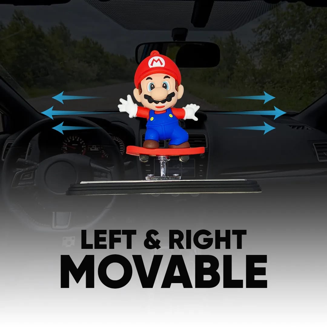 Game-Inspired Mario-Style Sliding Cartoon Character for Car Interior Decoration | Moving Toy with Spring Action | Universal Car Interior Decor | 1 Piece